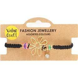 AussieSuperStore Jewellery Making Supplies Bracelet with Gold Flower/Diamante Bracelet with Gold Flower/Diamante | Charm Bracelet for Kids & Children 9331468058595 VCBRAC06